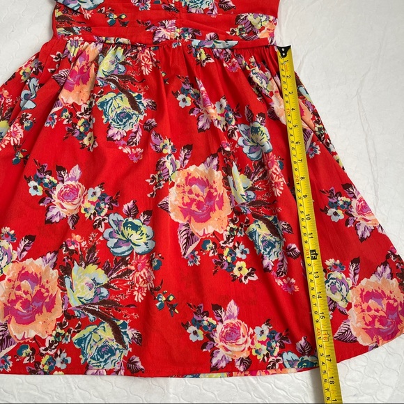 Roxy red multicolor floral skater sundress with adjustable straps S - Picture 11 of 12